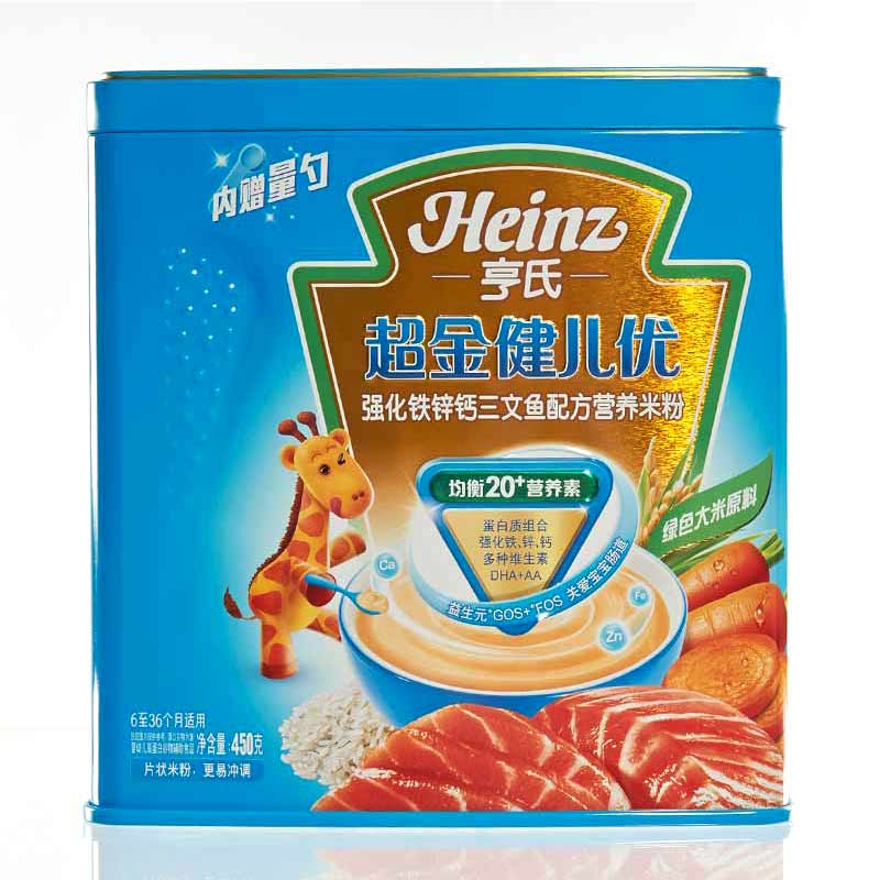 乐友亨氏强化铁锌钙三文鱼配方营养米粉450g 6-36月婴儿宝宝辅食