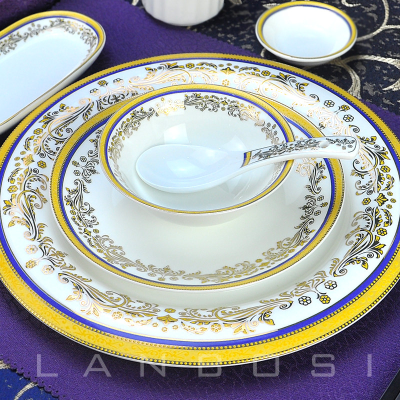 Star hotel table ceramic tableware set restaurant club restaurant box tableware supplies rice bowl plate spoon