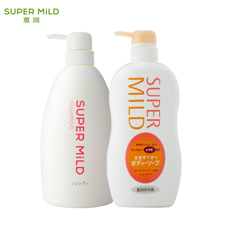 日本进口资生堂惠润无硅油洗发水沐浴露套装600ml*2正品