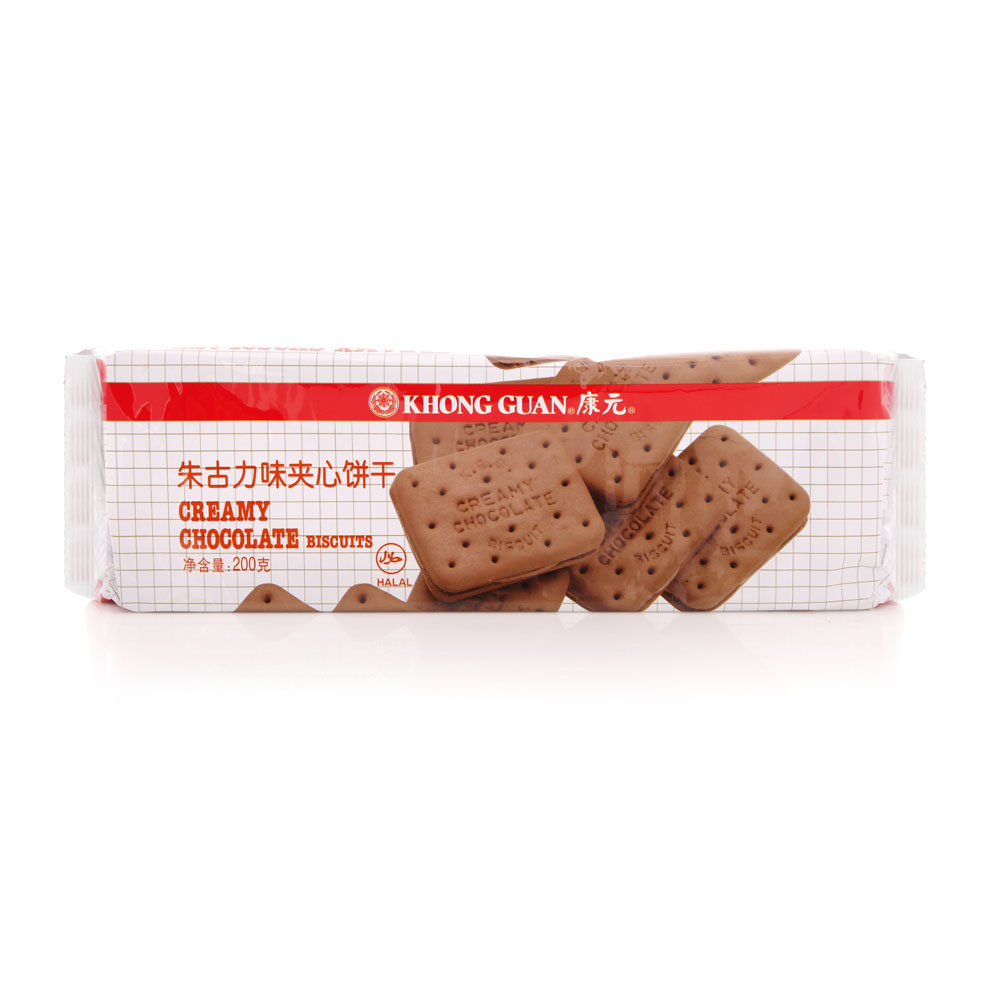 【天猫超市】康元 朱古力夹心饼干200g/袋 休闲饼干 经典零食