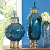 North Cameca Italian imported navy and gold ceramic jars living room storage clay pot general jar ornaments