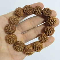 Pure Handmade Wood Carving Authentic Wild Peach Nuclear Lotus Bracelet Tai Chi Gossip Drum Men And Women Carry Their Hand Strings