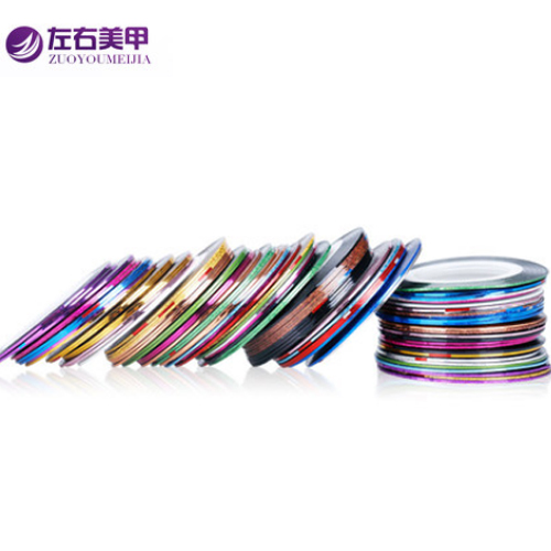 美甲饰品宽金银线彩绘丝线带背胶细宽彩色线美甲工具黑白指甲贴纸