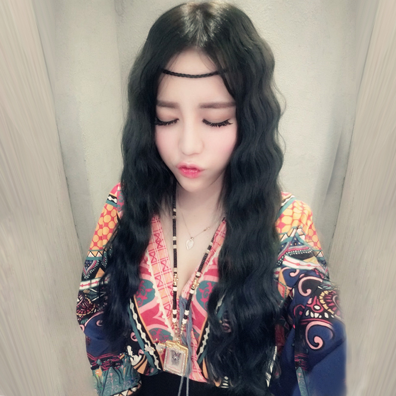 韩国假发女生中分刘海水波纹长卷发蓬松玉米烫超长逼真大波浪卷发