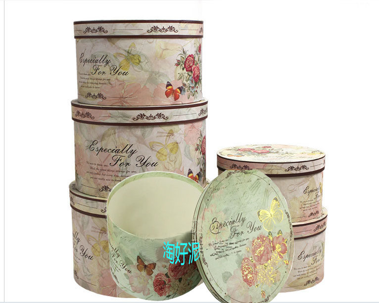 Round special large number high gear gift packaging box oversized hand with flowers box 32 * 32 * 21cm full 50