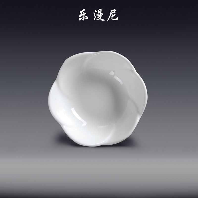 Le diffuse, three feet six leaf bowl - hotel white ceramic household dipping sauce vinegar sauce dish candlesticks