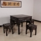 Đồ nội thất gỗ gụ Ebony chạm khắc Beixian bàn gỗ rắn giản dị cổ vuông bàn cờ vua bàn ăn bàn ăn - Bộ đồ nội thất mẫu giường đẹp Bộ đồ nội thất