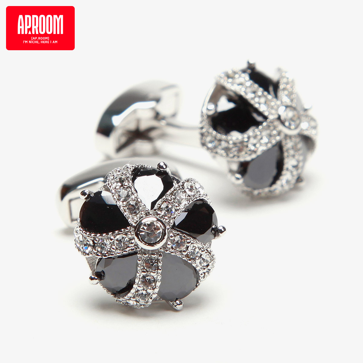 Aroom Diablo Crystal Corolla French Shirt Cufflinks Men's Sleeve Cuffs Gift Luxury Gift Boxes