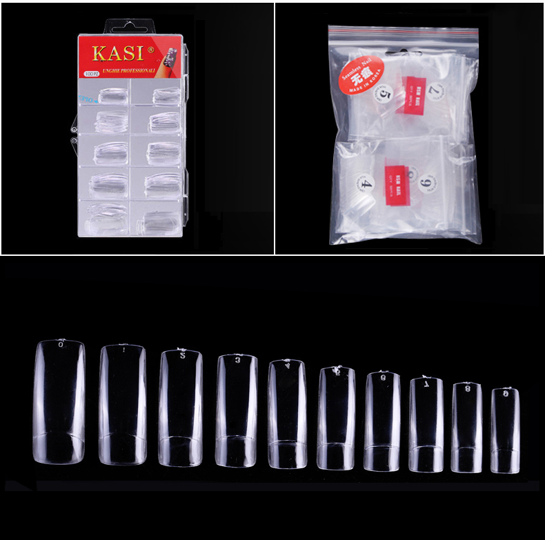 半贴透明无痕延长甲片 光疗短款指甲片 美甲假指甲贴片100/500片