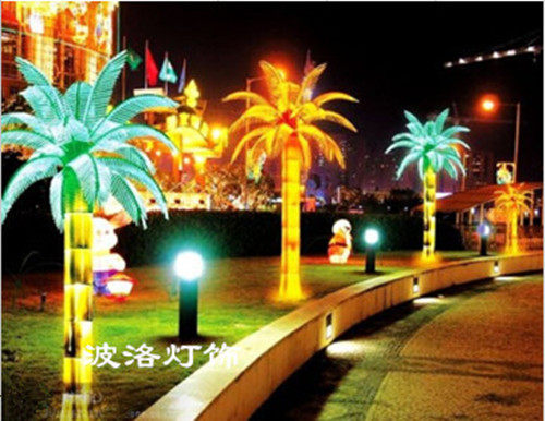 Led tree lamp simulation palm tree 3 m 16 pieces of leaf led luminous tree engineering Lighting outdoor park brightening