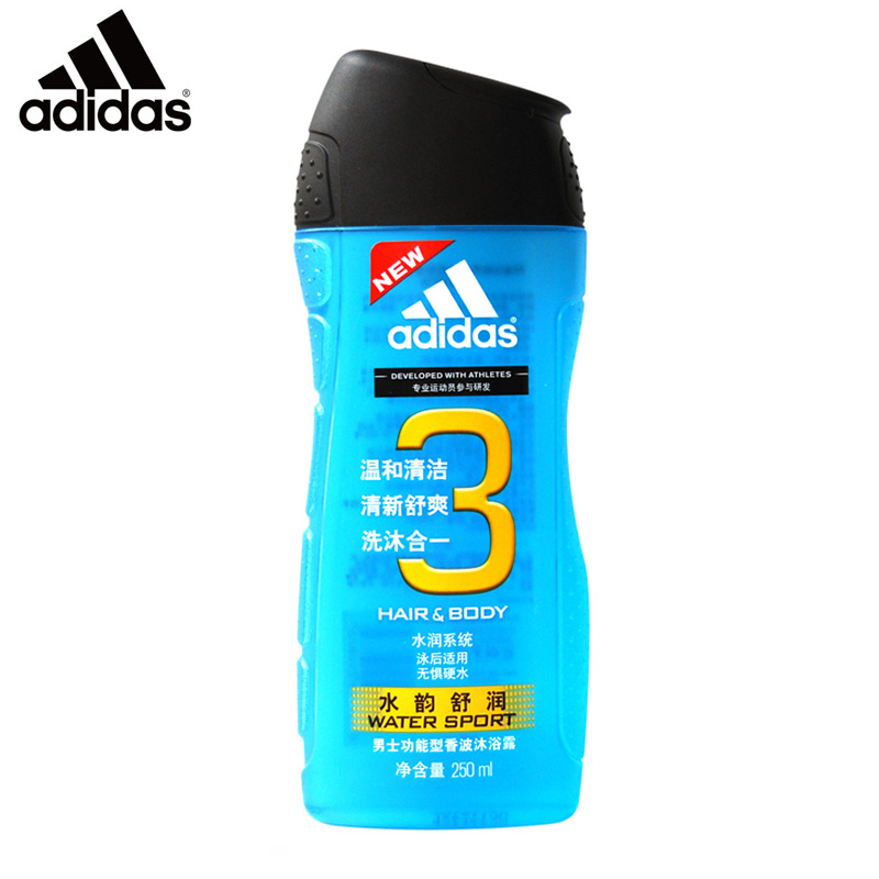 Adidas阿迪达斯男士功能型香波沐浴露水韵舒润250ml洗发沐浴液2N1