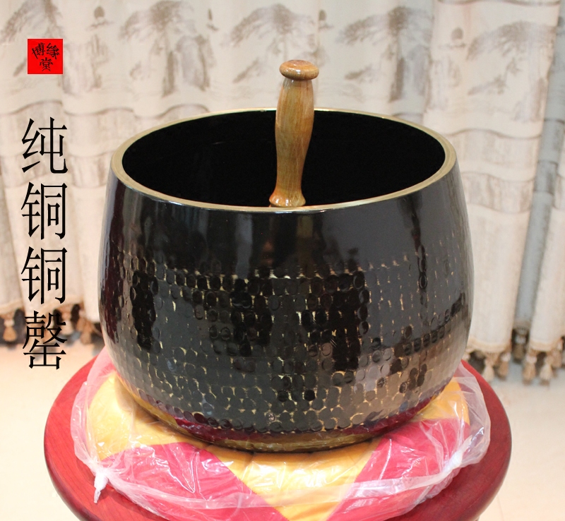 Buddhist Supplies Buddhist Wares Pure Bronze Bean Leather chime Buddha Hall Buddha Thing up the mantle 9 5-26 inch Grand chime with cushion Knocks on the hammer