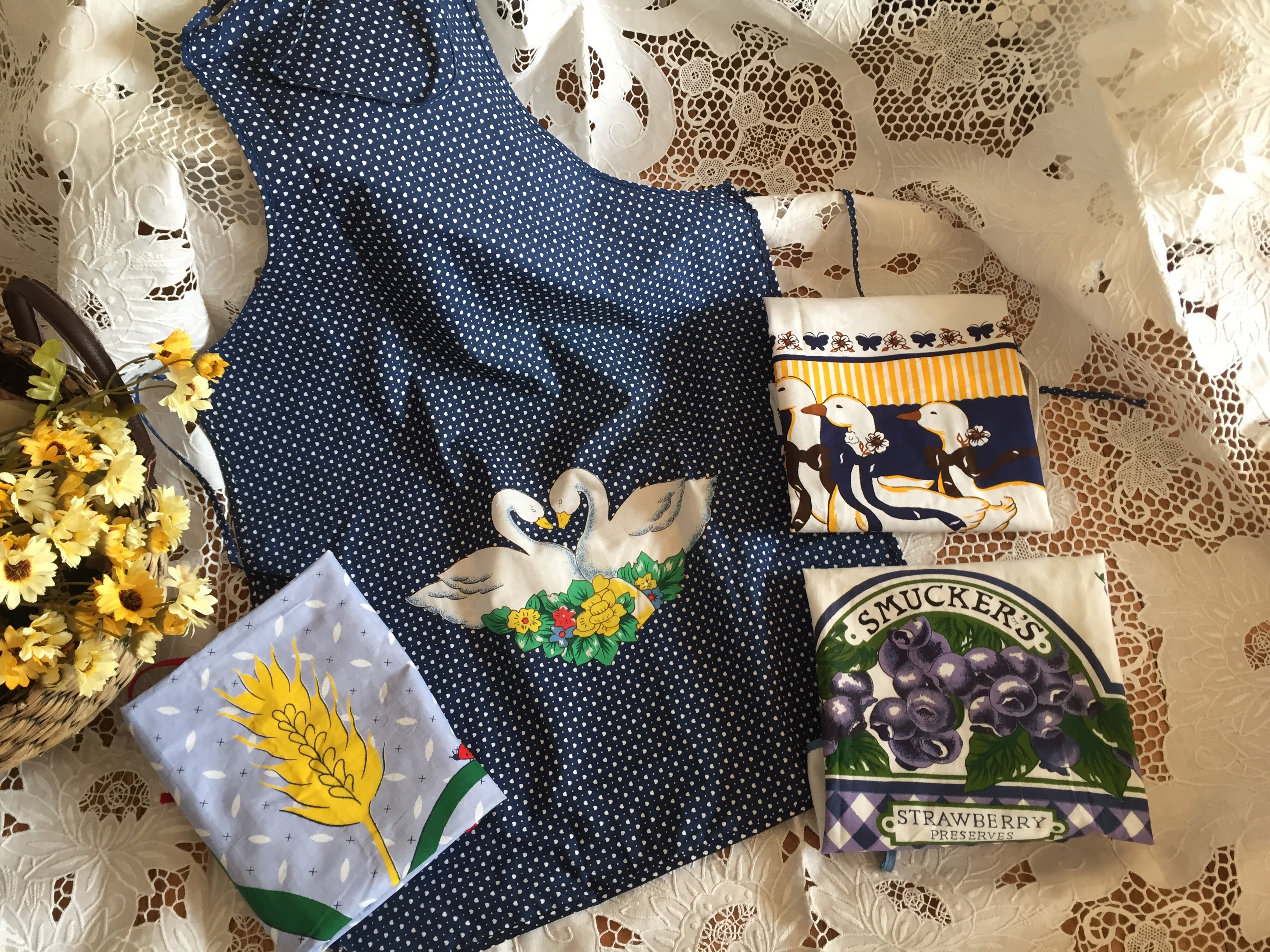 Clear inventory foreign trade tail list export European pure cotton cloth printed apron four colors into