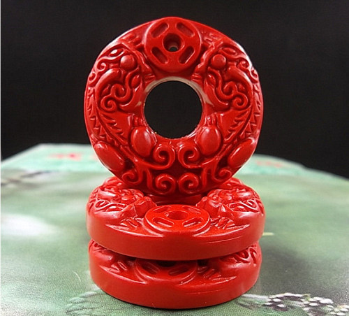 Natural Taiwan Vermilion sand Pingan buckle double Pixiu pendant pendant DIY semi-finished Buddha beads accessories wholesale