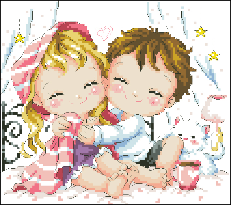 Cross embroidered electronic drawings 4032 SO-3213 Cartoon pillow figure 107W* 95H20 color XSDs source files