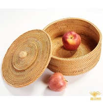 Vietnam autumn rattan woven dried fruit box Snack box Candy box Storage with lid No grid creative living room B & B Inn