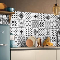 Nordic black and white small tile stickers Bathroom tile stickers Kitchen oil-proof stickers Wallpaper self-adhesive waterproof floor stickers