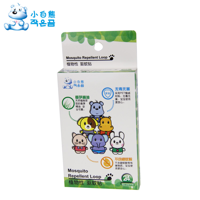 小白熊 卡通 植物性 驱蚊贴 环保无毒 09186 24片装