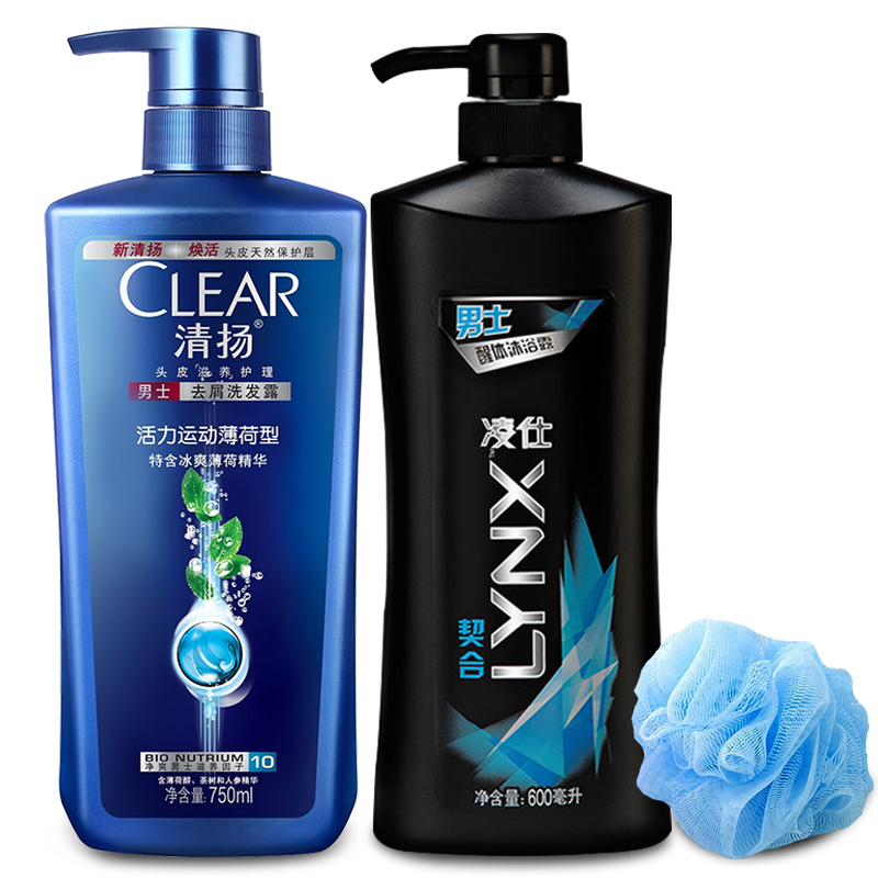 清扬男士去屑洗发水活力运动薄荷750ml+凌仕男士沐浴露契合600ml