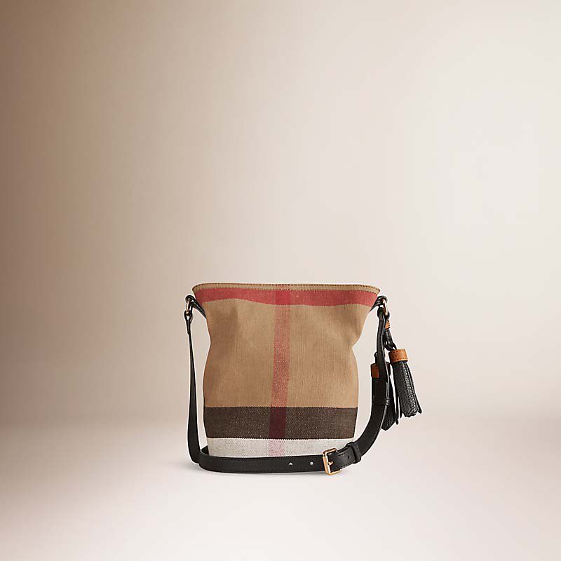 BURBERRY/博柏利小号 Canvas 格纹拼皮革艾仕贝手袋 39972841