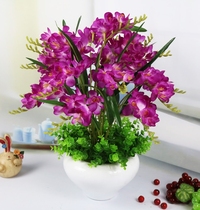 Artificial flower ornaments Phalaenopsis set potted home living room bedroom dining room TV cabinet decorations dried flowers fake flowers