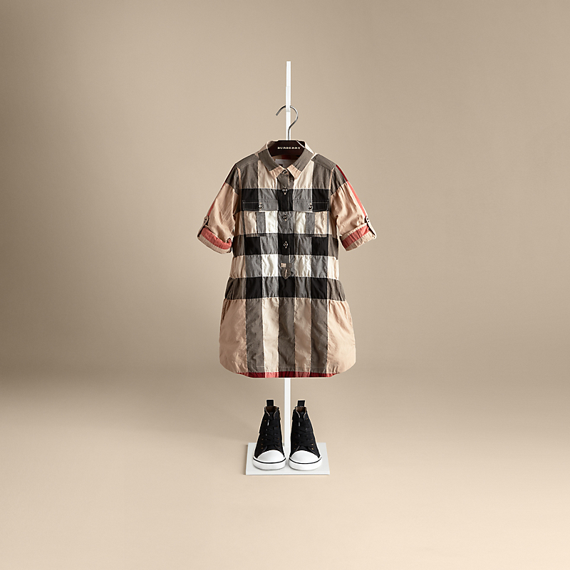 Burberry博柏利 格子棉质衬衫式连衣裙 38224071
