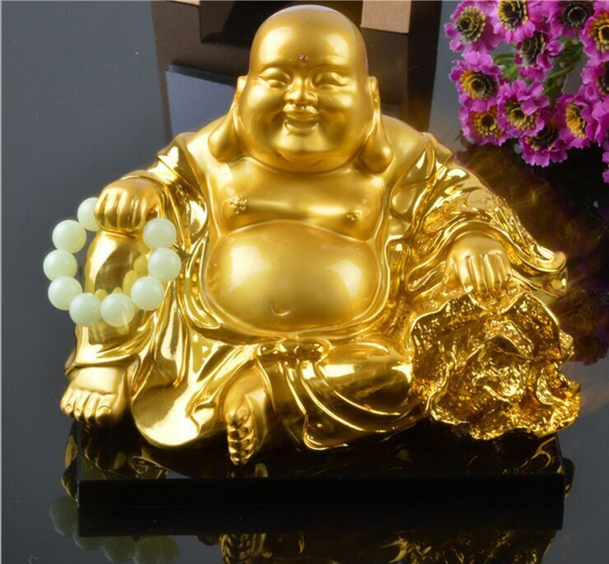 汽车香水座摆件弥勒佛新款镀金佛车载香水车内饰品车用车饰百财佛