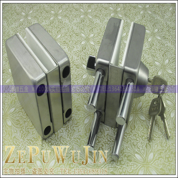 Kaixi Qiang Li square double door glass door lock without drilling glass lock double door double lock free drilling glass lock