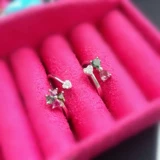 Натуральная инкрустация камня, турмалиновое модное универсальное кольцо, серебро 925 пробы, четырехлистный клевер, в корейском стиле