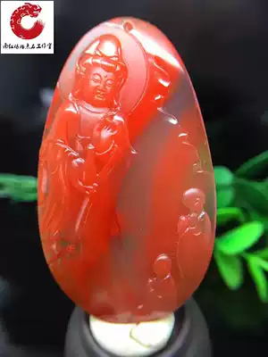 Pure natural cherry persimmon red red South Red Guanyin pendant men and women pendant Sichuan Liangshan south red agate