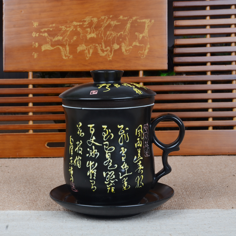 Xiang feng office water glass ceramic cups with cover filter flowing cup and cup tea cup 4 is boss