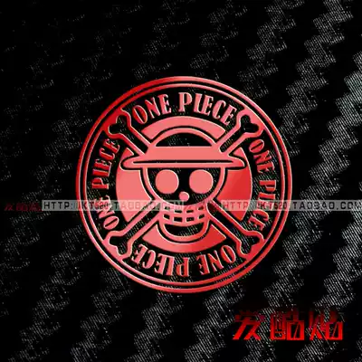 One Piece LOGO straw hat pirate group LOGO sticker Rufu metal sticker One Piece Skull Red
