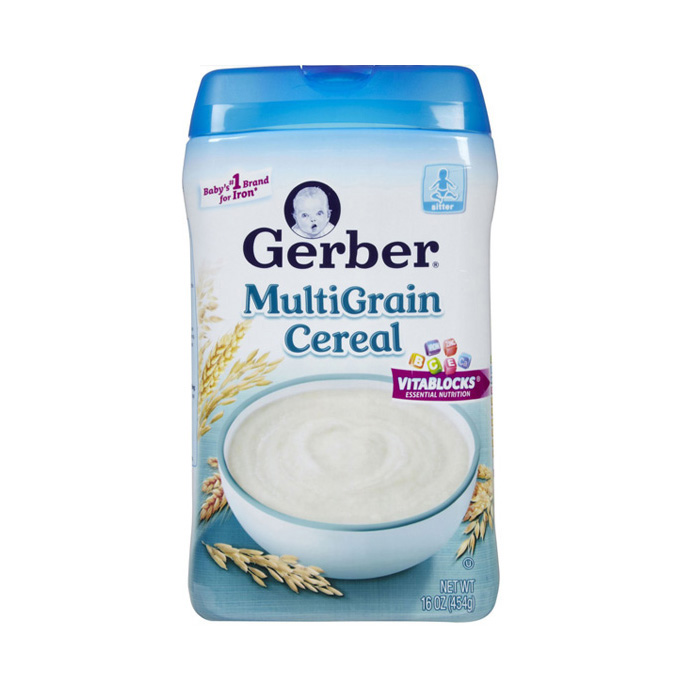 美国进口宝宝辅食Gerber嘉宝米粉3段婴幼儿混合谷物米粉糊 454g&