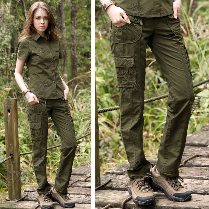 Green equipped with K3216 women's Han edition loose straight cotton repair work loaded with loose bags of casual pants