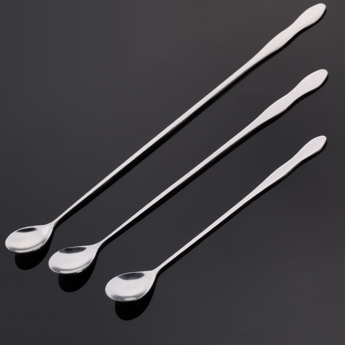 Stainless steel spoon small long handle spoon mixing spoon super long smoothie bar spoon juice milk tea seasoning coffee seasoning spoon