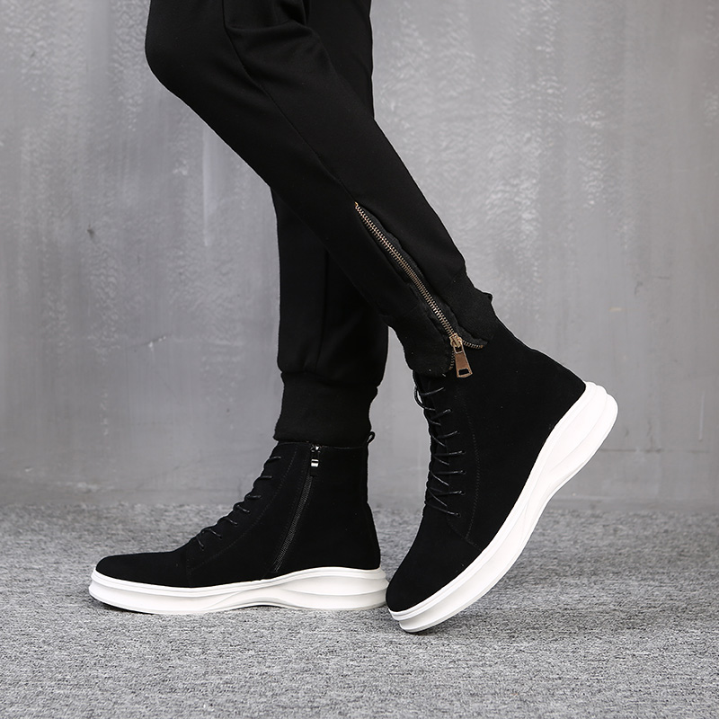 Martin Boots Men Winter Warm Plush Han Buff Boots Male Tall Guild Shoes Men Thick Sound Leisure Shoes Men