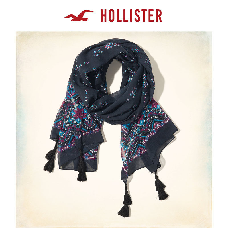 Hollister 2016春装新款新潮印花围巾 女 115642