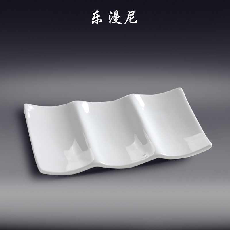 Le diffuse, three even towel plate - white ceramic fruit dish rectangular napkin plate sauce dessert plate