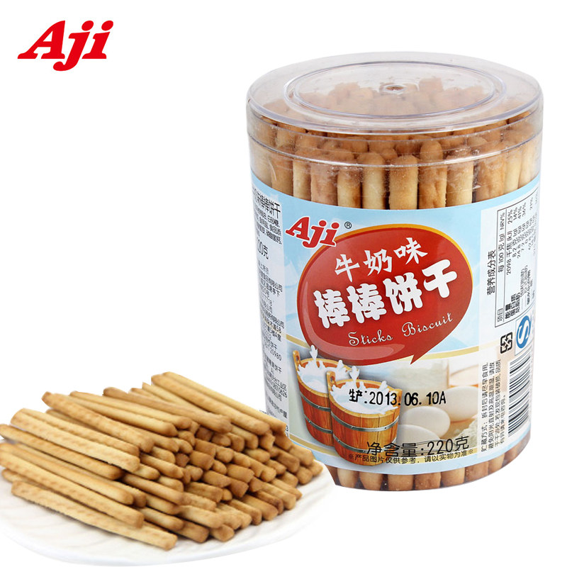 【天猫超市】Aji台湾风味牛奶味棒棒饼干220g克/盒$