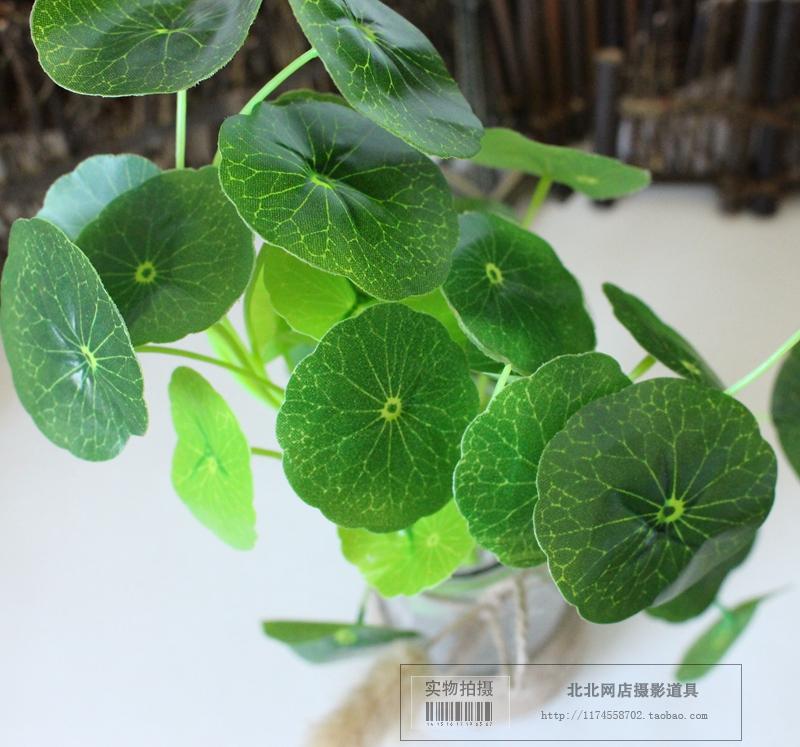Online Store Photo Photography Props Simulation Lotus Flower Arrangement Fake Flowers Emulation Bronze Money Grass Plant Decoration Living Room Pendulum-Taobao