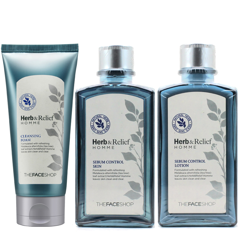 菲诗小铺The Face Shop 男士草本舒缓调理三件套装 平衡保湿控油