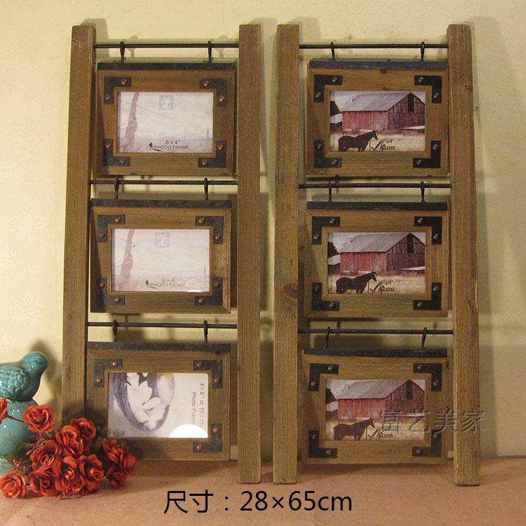 American Country Solid Wood Photo Frame Photo Frame Logs Made Old Desktop Fireplace Decorate Anti-Original Ecological Photo Wall
