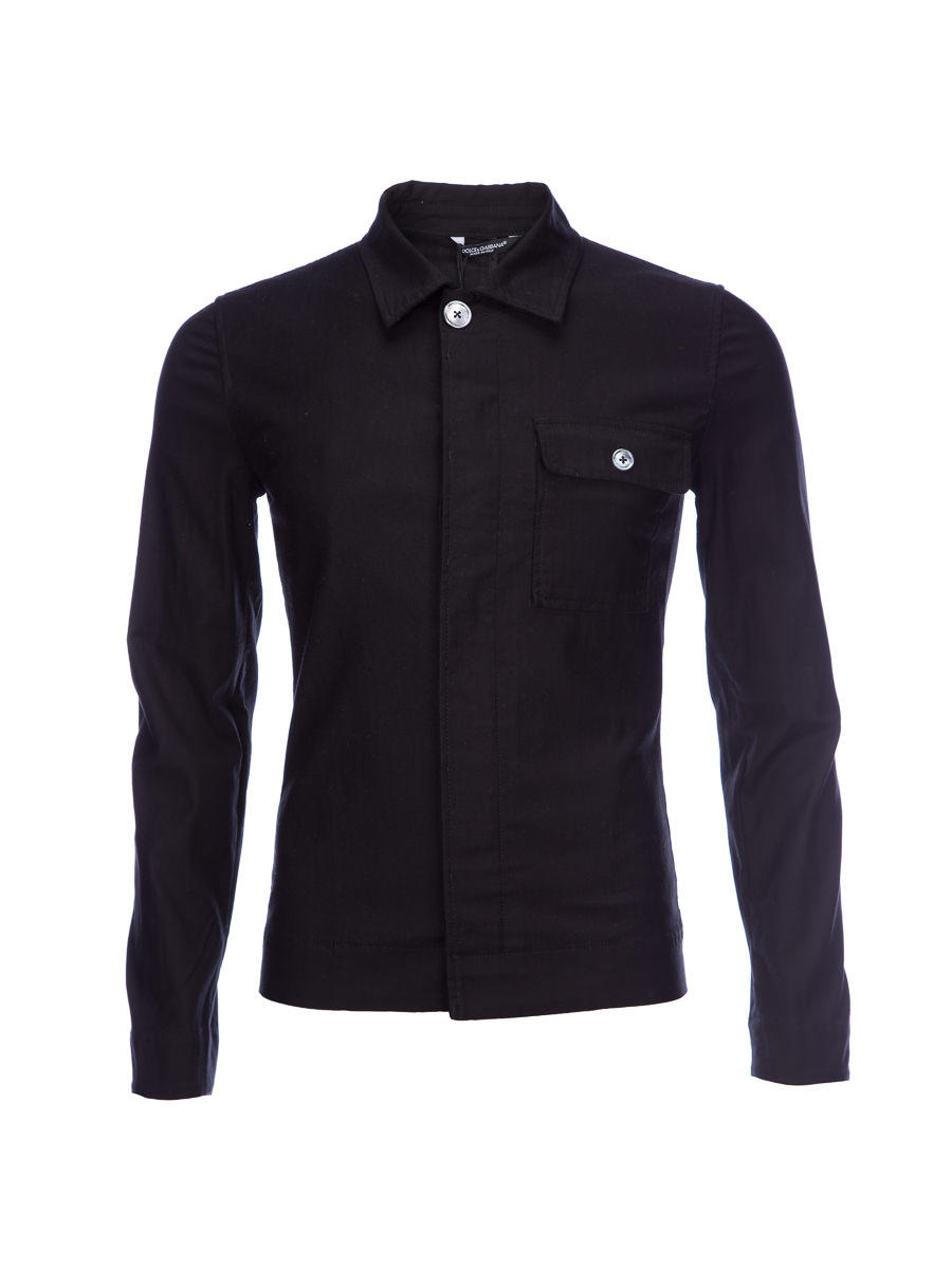 Dolce&Gabbana 黑色宽角领暗扣饰胸袋外套