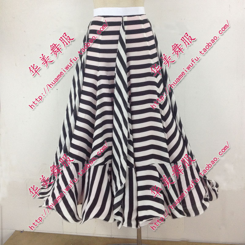 New national standard dance outfit Moden dance half-body ballroom Striped Snowspinning Great Pendulum Practice Skirt Dance Dress B180