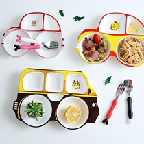 Childrens dinner plate cartoon car bus divider bowl fruit plate creative plate ceramic tableware Bowl