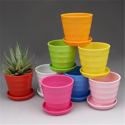 镙纹花盆 仿瓷圆盆 阳台盆栽小花盆 朔料花盆 种花盆 带底盘包邮