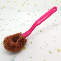 2 household natural coconut palm wash brush long handle pot brush kitchen cleaning brush non-stick oil does not hurt non-stick pan