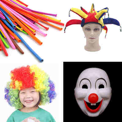 Clown costume, clown nose, red nose, clown bag, clown glasses, clown hat mask, clown wig shoes