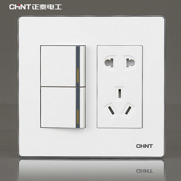Positive Thai Switch Socket Panel Two Open Double Cut 23 Socket 120 Type NEW9E Phantom Silver White