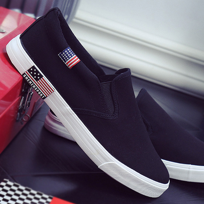 Spring and summer men low-gang canvas shoes small white shoes men old Beijing cloth shoes lazy men shoes students slap shoes